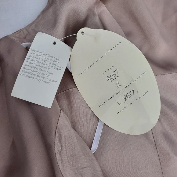 Vintage Watters and Watters Champagne Satin Bridesmaid Dress Size 2 - Picture 12 of 15